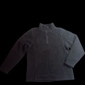 Lands’ End Fleece Full Zip Winter Fur Ski Jacket – Women’s Medium (10–12) Black